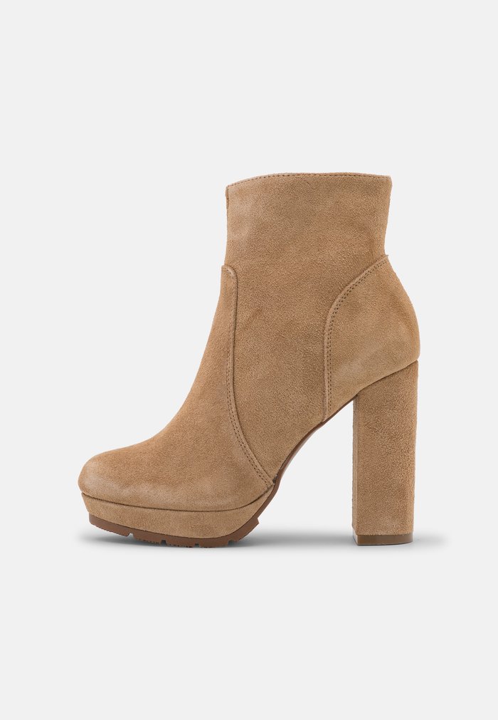 Bottines Anna Field LEATHER Block heel platform Zip UP Beige Femme | ARF-1819802